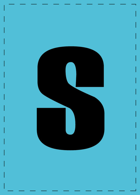 Letter s adhesive letters and number stickers black font blue background ES-BKPVC-S-50