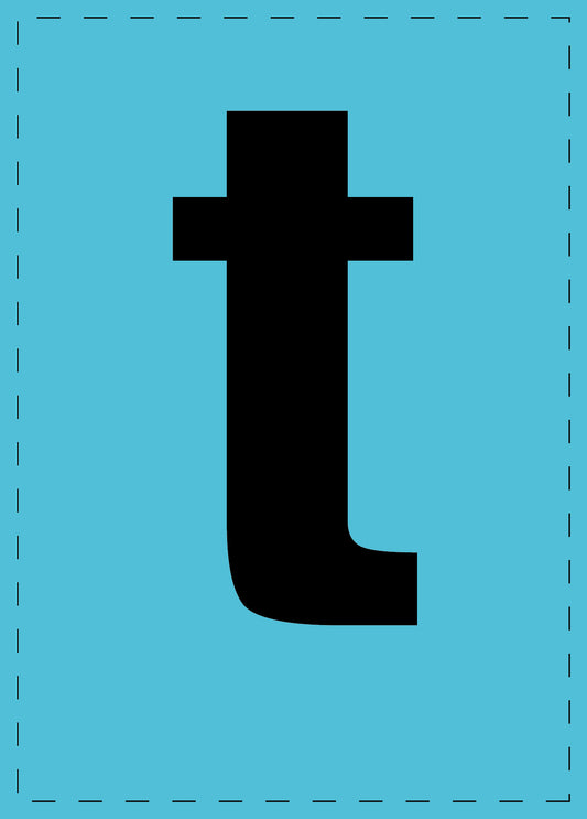 Letter t adhesive letters and number stickers black font blue background ES-BKPVC-T-50