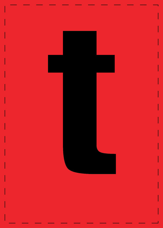 Letter t adhesive letters and number stickers black font Red background ES-BKPVC-T-14