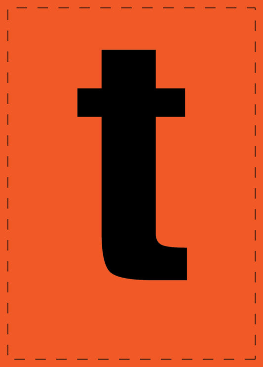 Letter t adhesive letters and number stickers black font orange background ES-BKPVC-T-8
