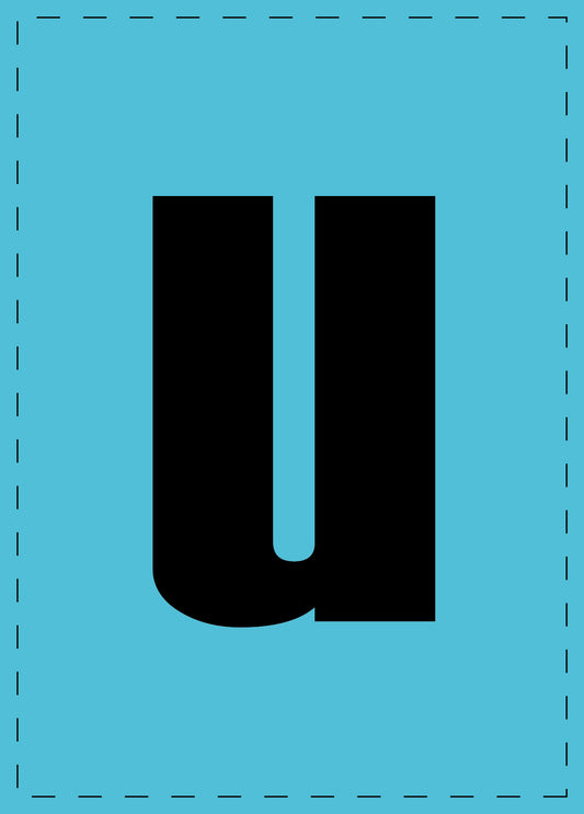 Letter u adhesive letters and number stickers black font blue background ES-BKPVC-U-50