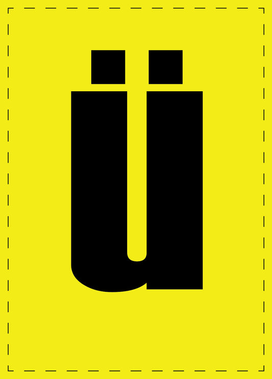 Letter ü adhesive letters and number stickers black font yellow background ES-BGPVC-ue-3