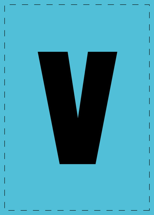 Letter v adhesive letters and number stickers black font blue background ES-BKPVC-V-50