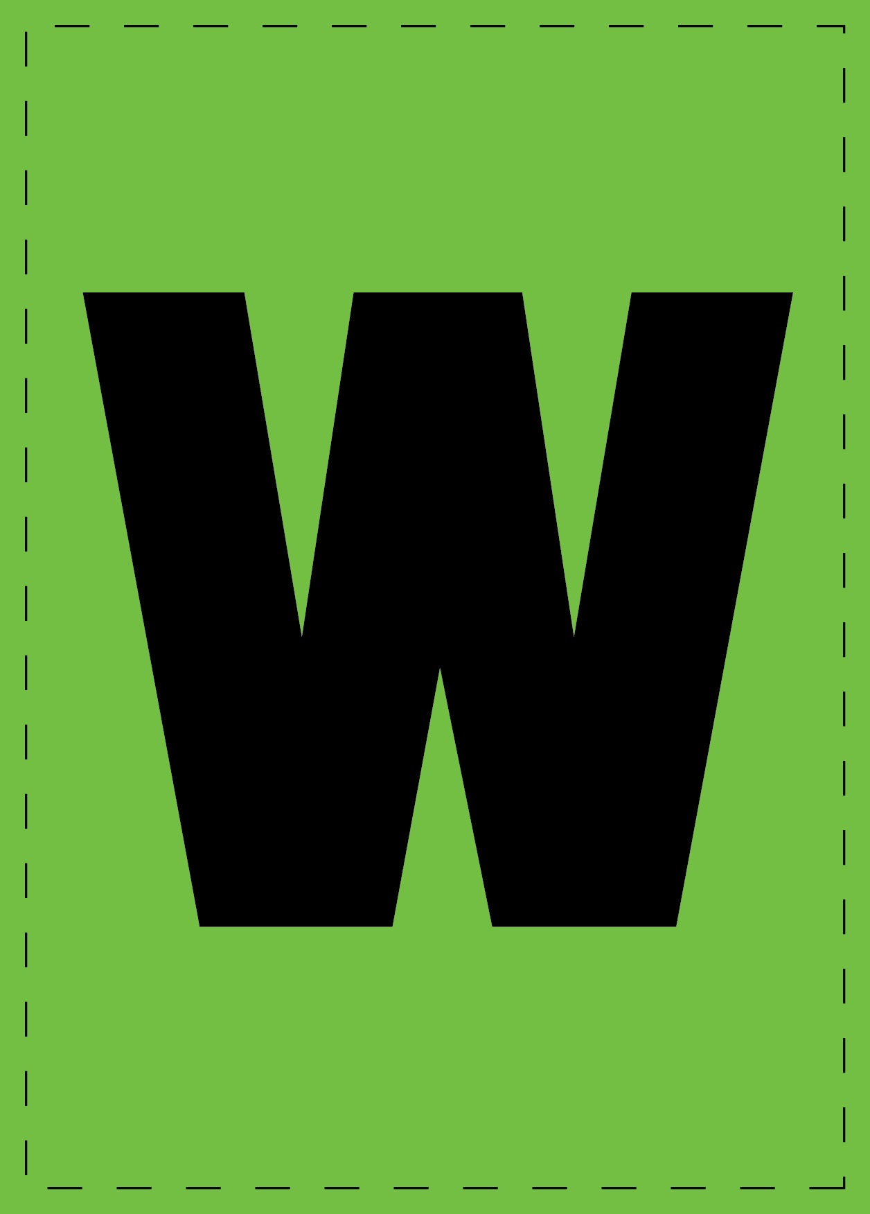 Letter w adhesive letters and number stickers black font green background ES-BKPVC-W-67