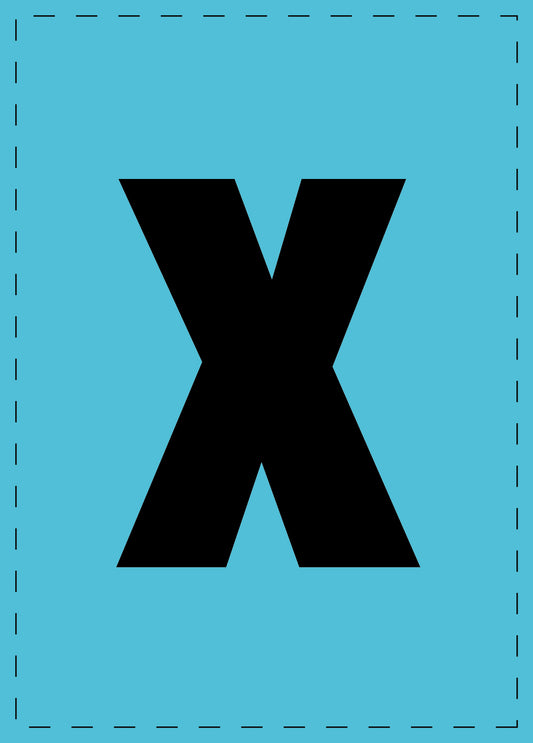 Letter x adhesive letters and number stickers black font blue background ES-BKPVC-X-50