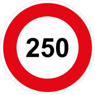 Tire speed sticker "250 red border" LH-CAR1000-250