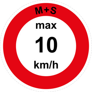 Speed sticker "M+S max 10 km/h red border"LH-CAR1600-10