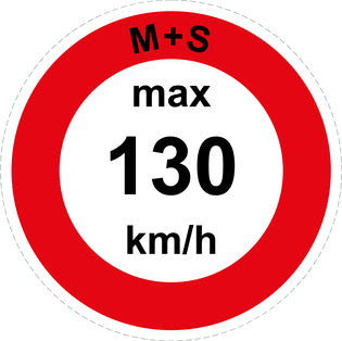 Speed sticker "M+S max 130 km/h red border"LH-CAR1600-130