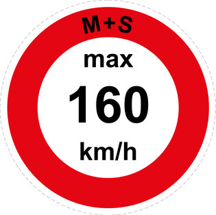 Speed sticker "M+S max 160 km/h red border" LH-CAR1600-160