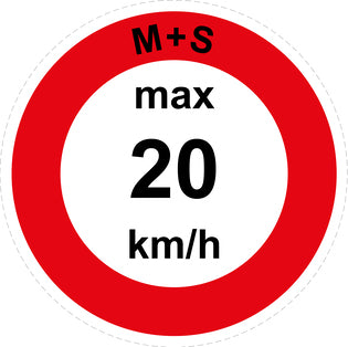 Speed sticker "M+S max 20 km/h red border"LH-CAR1600-20