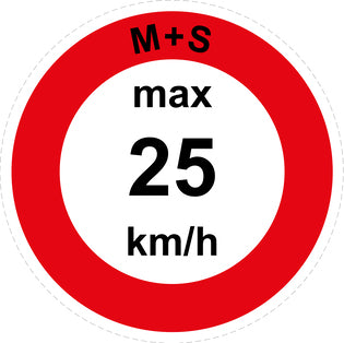 Speed sticker "M+S max 25 km/h red border" LH-CAR1600-25