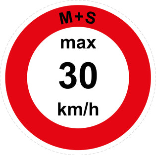 Speed sticker "M+S max 30 km/h red border" LH-CAR1600-30