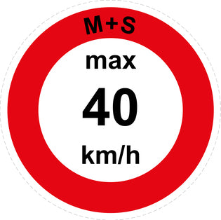 Speed sticker "M+S max 40 km/h red border"LH-CAR1600-40