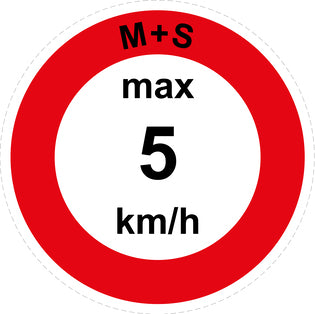 Speed sticker "M+S max 5 km/h red border" LH-CAR1600-5