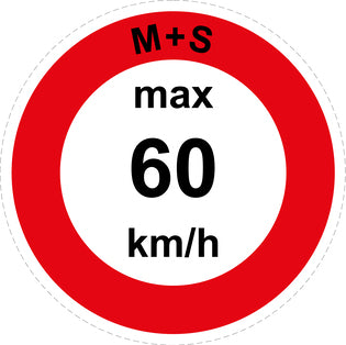 Speed sticker "M+S max 60 km/h red border" LH-CAR1600-60