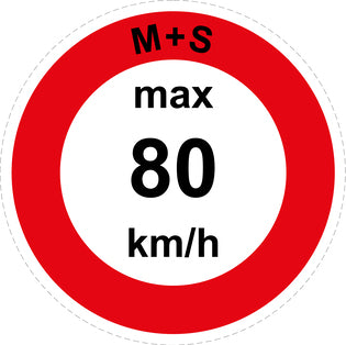 Speed sticker "M+S max 80 km/h red border"LH-CAR1600-80