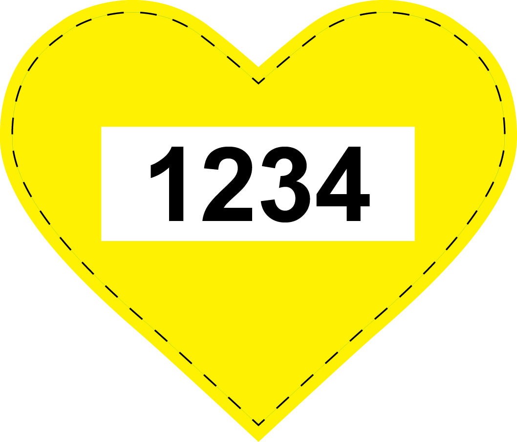 Heart sticker 7 and 10cm printed with desired number LH-HERZM