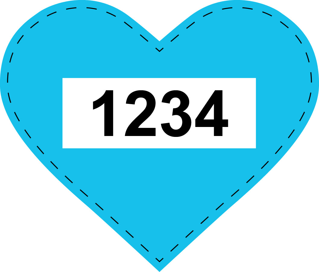 Heart sticker 7 and 10cm printed with desired number LH-HERZM
