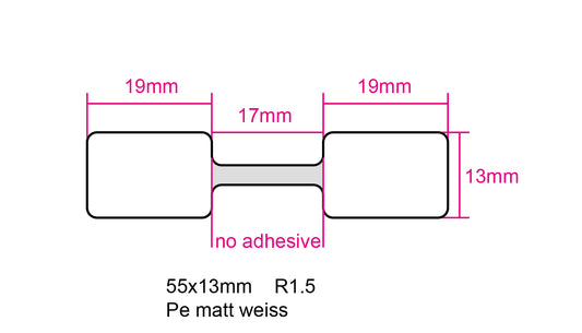 1000 jewellery/jeweller's labels, ring labels, 55x13mm, on a roll. Strong adhesive, LH-JU-PE-5513-0