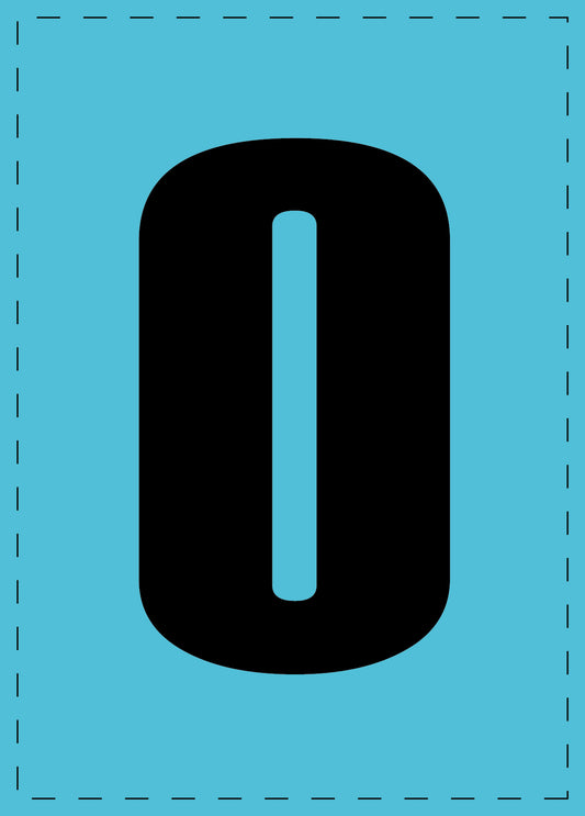 Letter 0 adhesive letters and number stickers black font blue background ES-NPVC-0-50