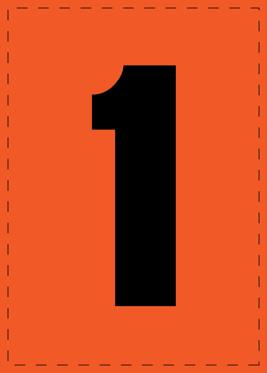 Letter 1 adhesive letters and number stickers black font orange background ES-NPVC-1-8