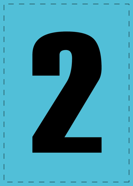 Letter 2 adhesive letters and number stickers black font blue background ES-NPVC-2-50