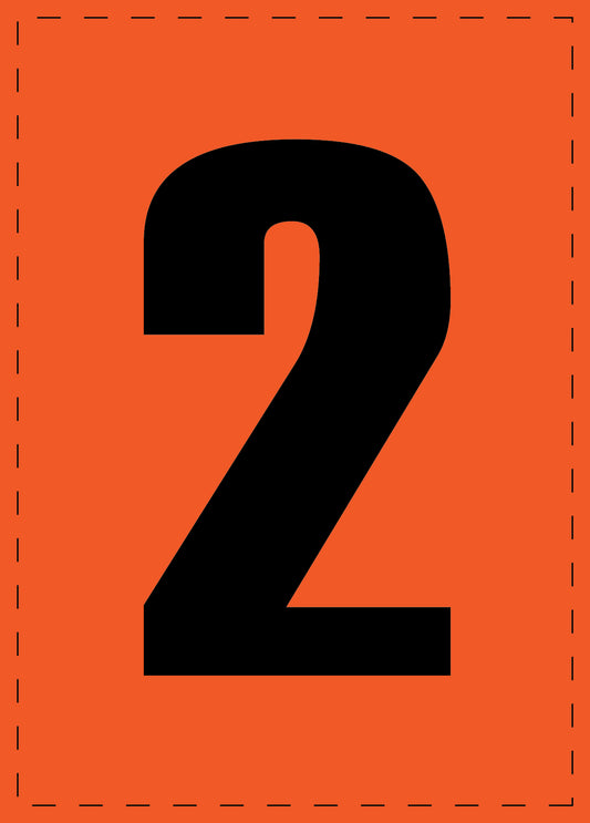Letter 2 adhesive letters and number stickers black font orange background ES-NPVC-2-8