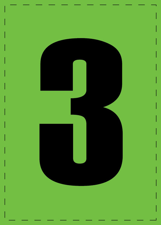 Letter 3 adhesive letters and number stickers black font green background ES-NPVC-3-67