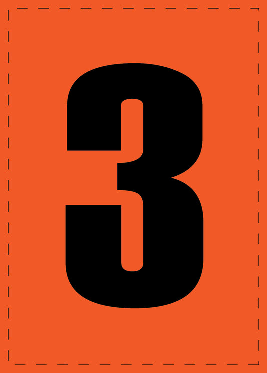 Letter 3 adhesive letters and number stickers black font orange background ES-NPVC-3-8