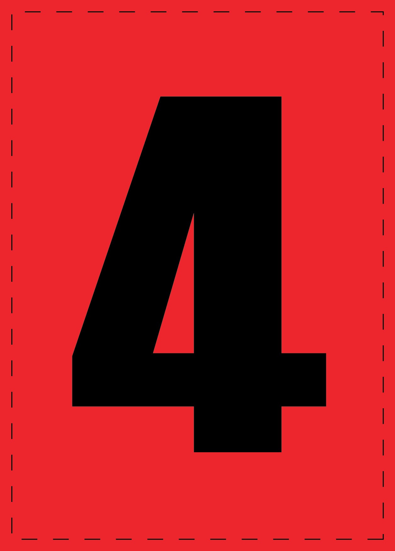 Letter 4 adhesive letters and number stickers black font Red background ES-NPVC-4-14