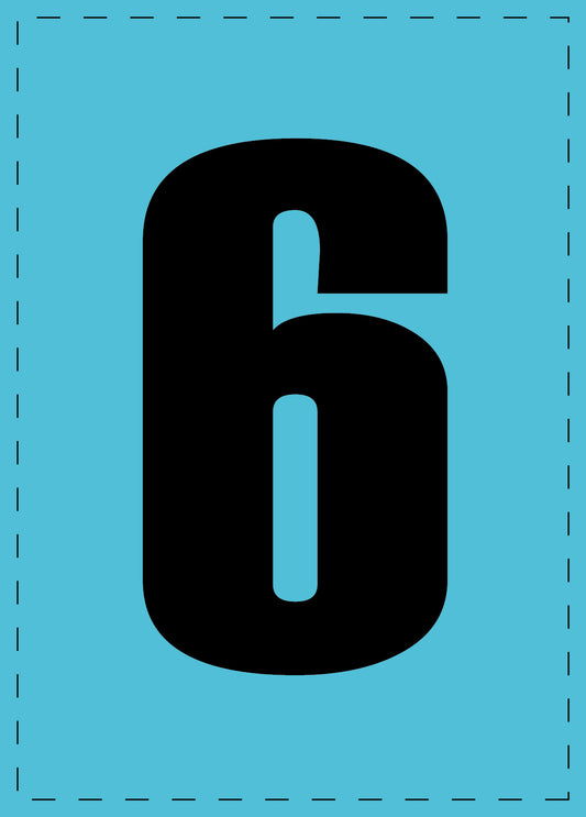 Letter 6 adhesive letters and number stickers black font blue background ES-NPVC-6-50