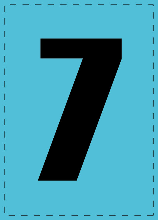 Letter 7 adhesive letters and number stickers black font blue background ES-NPVC-7-50