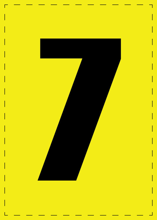 Letter 7 adhesive letters and number stickers black font yellow background ES-BGPVC-7-3