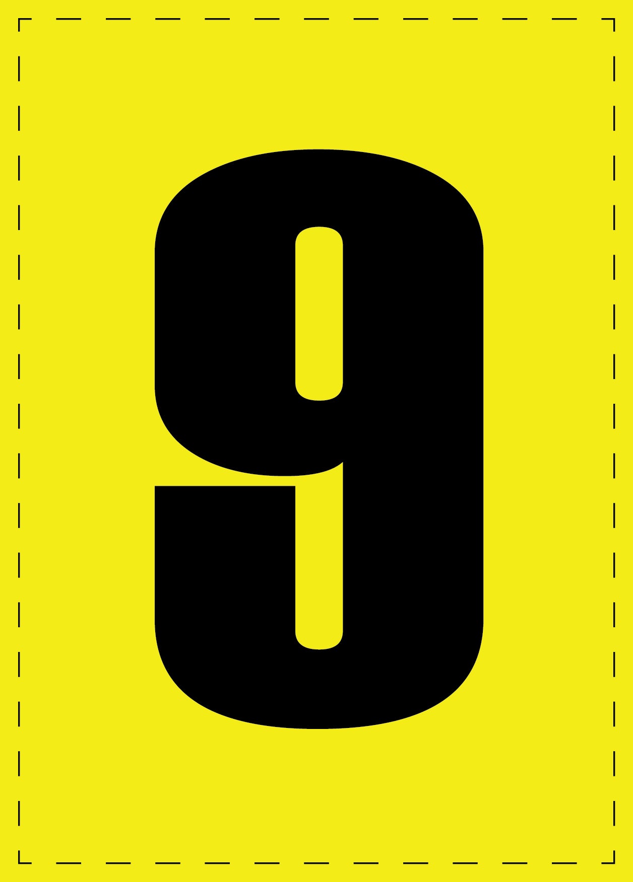 Letter 9 adhesive letters and number stickers black font yellow background ES-BGPVC-9-3