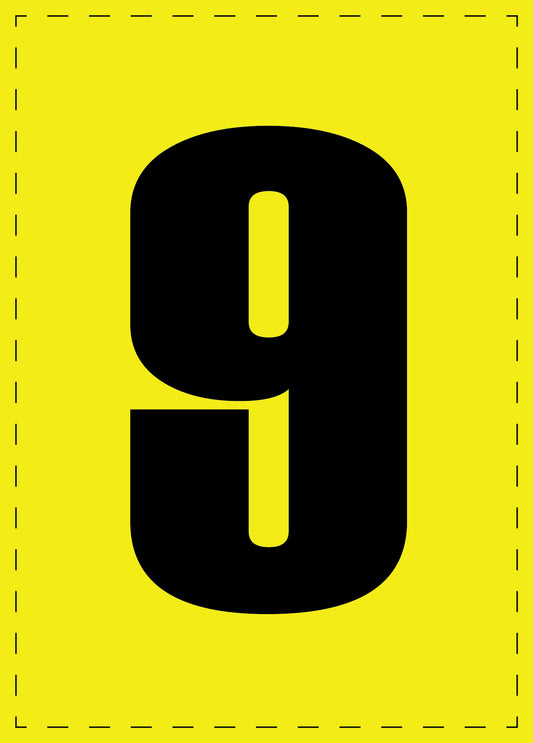 Letter 9 adhesive letters and number stickers black font yellow background ES-BGPVC-9-3
