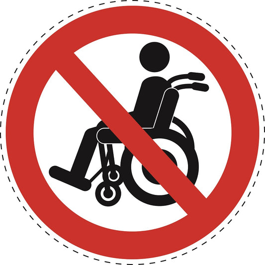 1 Stuck Prohibition sticker "Disabled people not allowed" made of PVC plastic, ES-SI27700