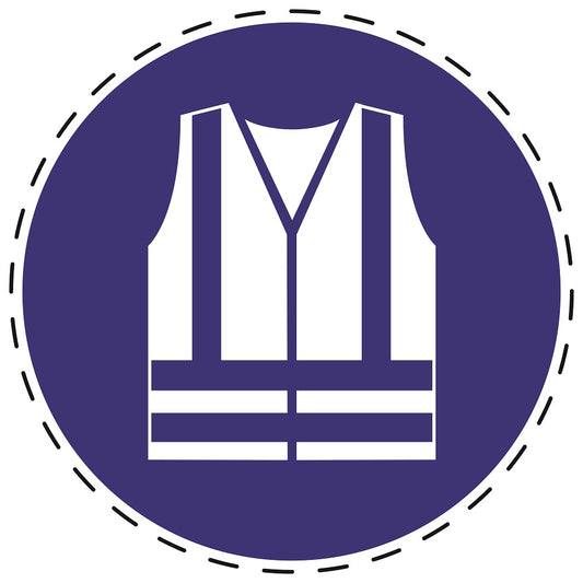 Mandatory stickers "Use safety vest" made of PVC plastic, LH-SIM035