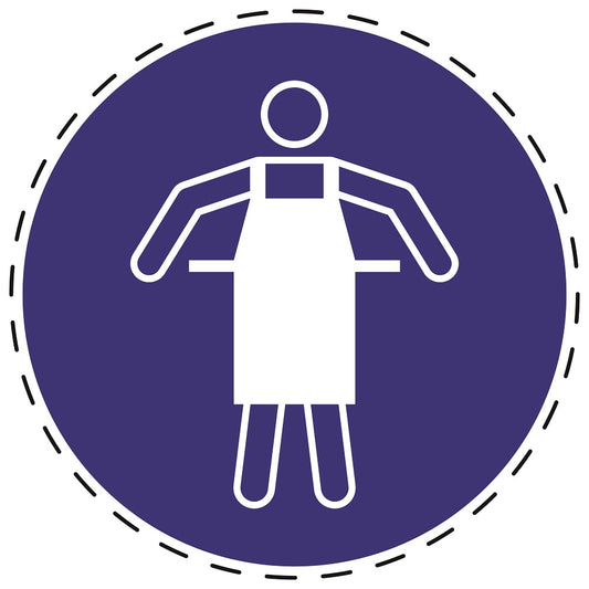 Mandatory stickers "Use protective apron" made of PVC plastic, LH-SIM045