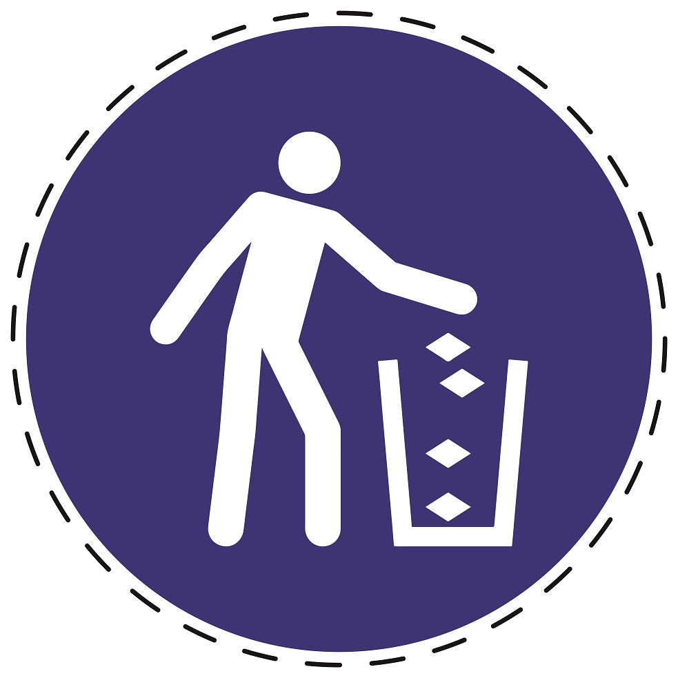 Mandatory stickers "Use waste container" made of PVC plastic, LH-SIM049