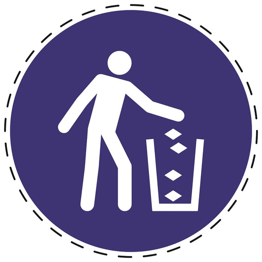 Mandatory stickers "Use waste container" made of PVC plastic, LH-SIM049