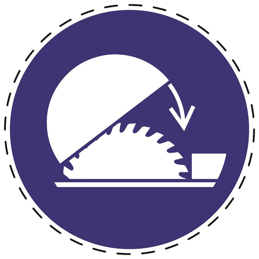 Mandatory stickers “Use table saw protective cover” made of PVC plastic, LH-SIM050