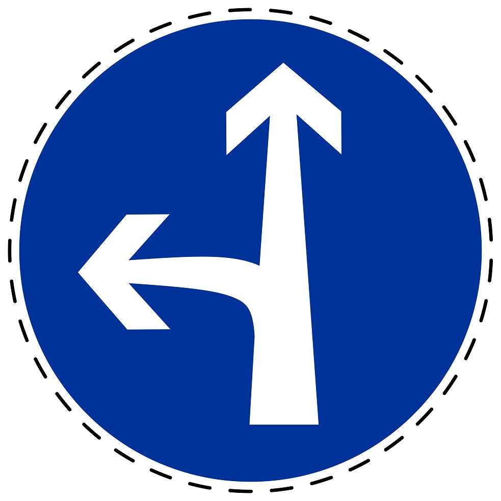 Mandatory stickers "Straight or left" made of PVC plastic, LH-SIM1070