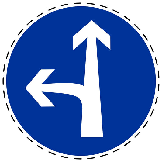 Mandatory stickers "Straight or left" made of PVC plastic, LH-SIM1070