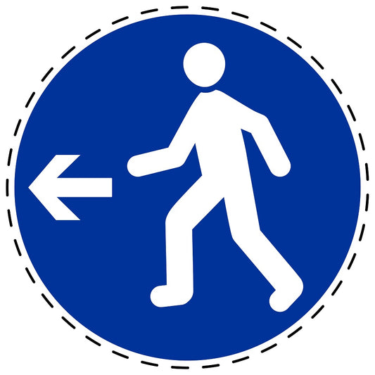 Mandatory stickers "Pedestrian, left" made of PVC plastic, LH-SIM1100