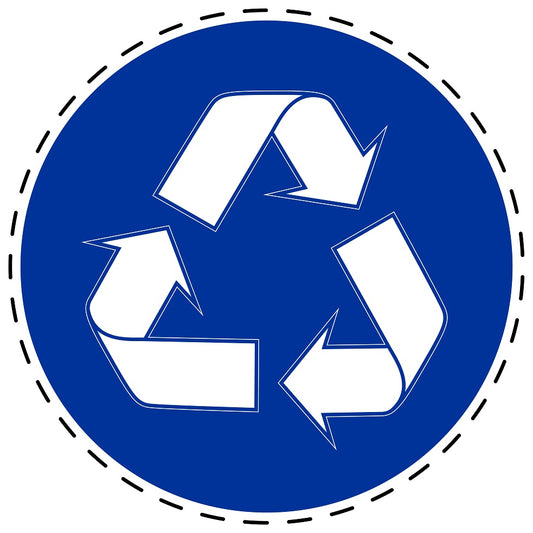 Mandatory sticker "Must be recycled" made of PVC plastic, ES-SIM1760