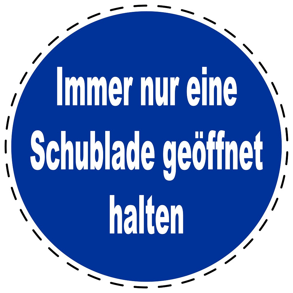 Commandment sticker "Always only keep one drawer open" made of PVC plastic, ES-SIM1870