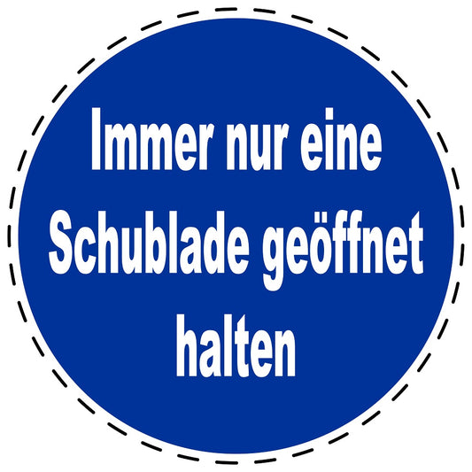 Commandment sticker "Always only keep one drawer open" made of PVC plastic, ES-SIM1870