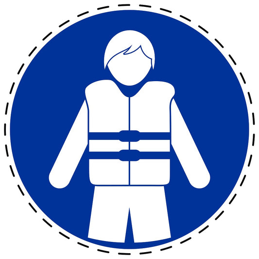 Mandatory stickers "Use life jacket" made of PVC plastic, LH-SIM1950