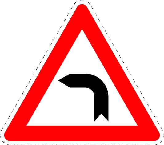 1 Stuk of traffic sign "Left curve" 20–70 cm LH-Verk-103-10