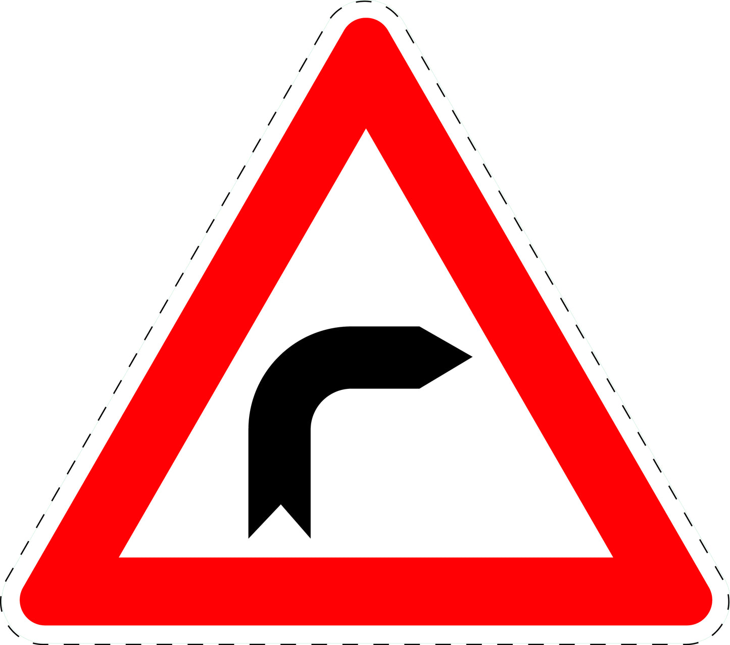 1 Stuk of traffic sign "Right curve" 2-15 cm LH-Verk-103-20